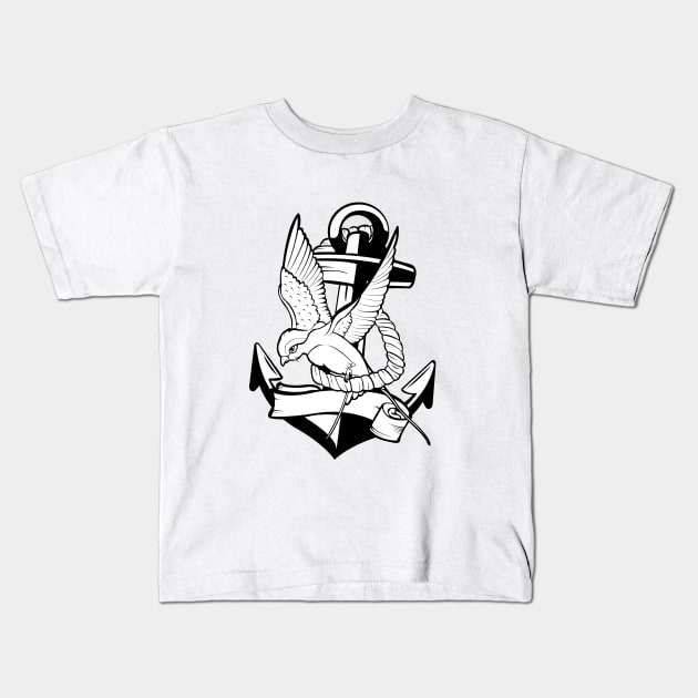 bird and anchor Kids T-Shirt by TOKOAJA